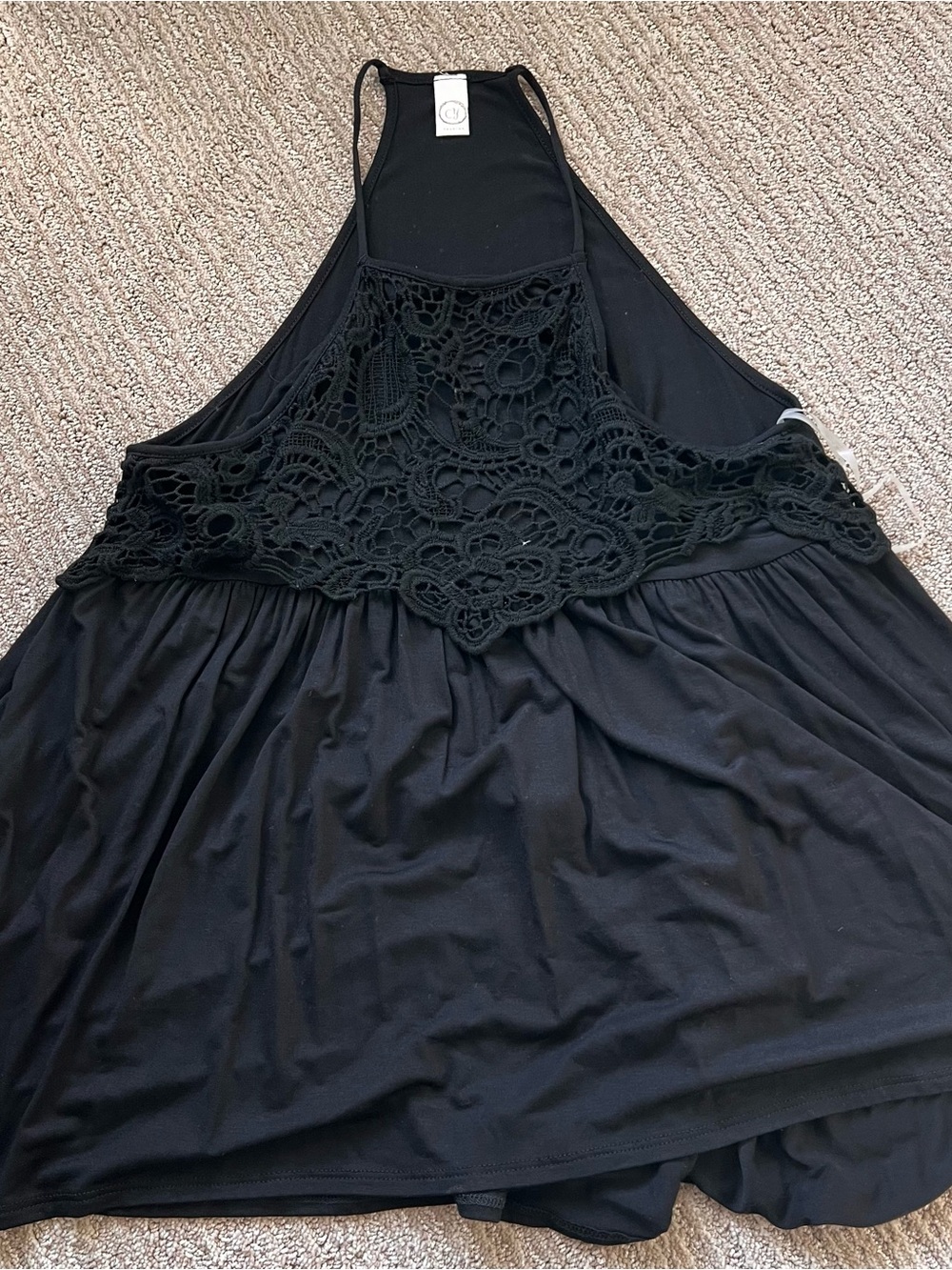 Black Crochet Detail Tank Top
